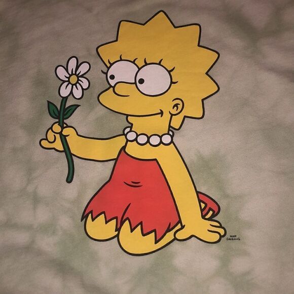 Lisa Simpson TieDye Crew Sweatshirt Flower 🌸 Power Comfy and Cool 😎 - Picture 4 of 17